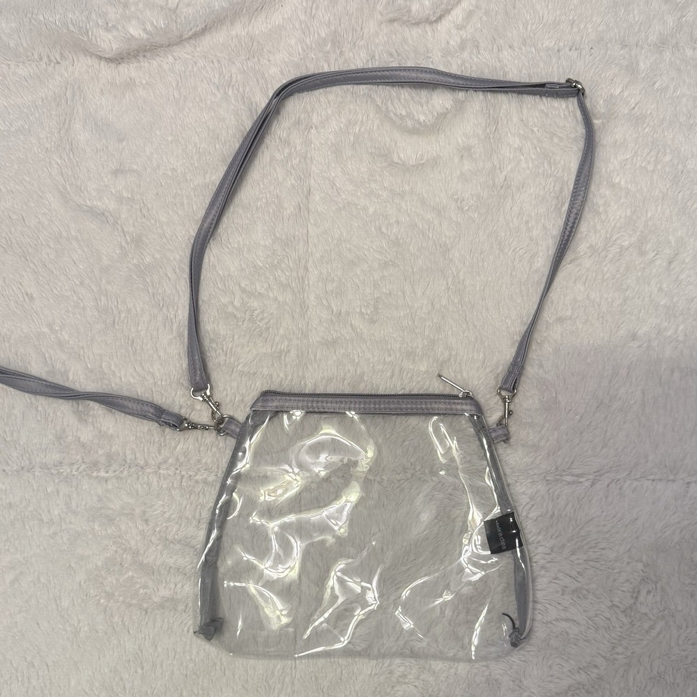 NWOT Clear Cross Body/ Wristlet W Removable Gray Straps Stadium Approved‎
